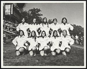 W1 Walpole Cheerleaders Front Varla Gelineau, Marilyn Brooks, Denise Desrosier, McCarthy. Rear Roberta Paul, Susan Hayward, Karen Geyer, Debbie Nannicelli