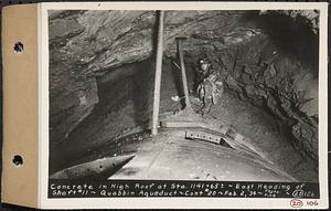 Contract No. 20, Coldbrook-Swift Tunnel, Barre, Hardwick, Greenwich, concrete in high roof at Sta. 1141+65+/-, east heading of Shaft 11, Quabbin Aqueduct, Hardwick, Mass., Feb. 2, 1934