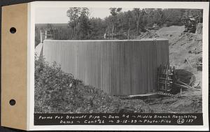 Contract No. 66, Regulating Dams, Middle Branch (New Salem), and East Branch of the Swift River, Hardwick and Petersham (formerly Dana), forms for draw off pipe, dam 4, middle branch regulating dams, Hardwick, Mass., Sep. 12, 1939