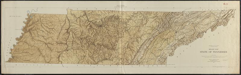 Relief map, state of Tennessee