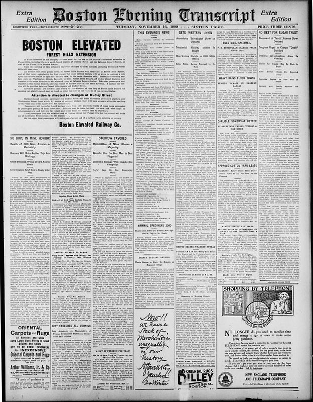 Boston Evening Transcript. November 16, 1909 - Digital Commonwealth