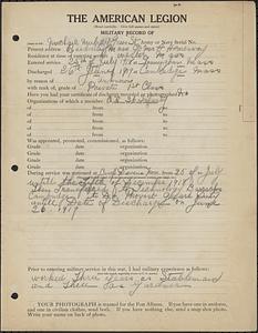 American Legion military record of Michael Mulrey