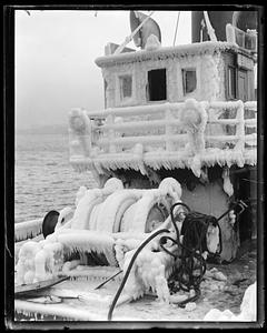 Ice covered fishing boat