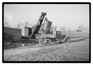 Construction machinery moving earth