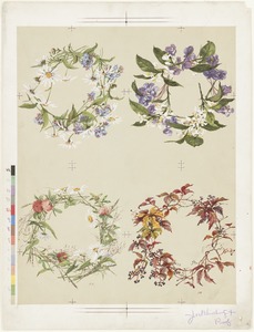Four floral wreaths on one sheet