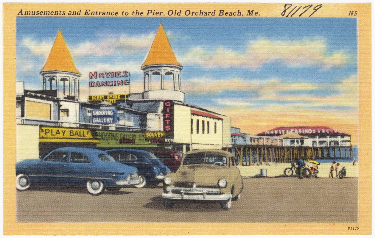 Amusements and entrance to pier, Old Orchard Beach, Me.