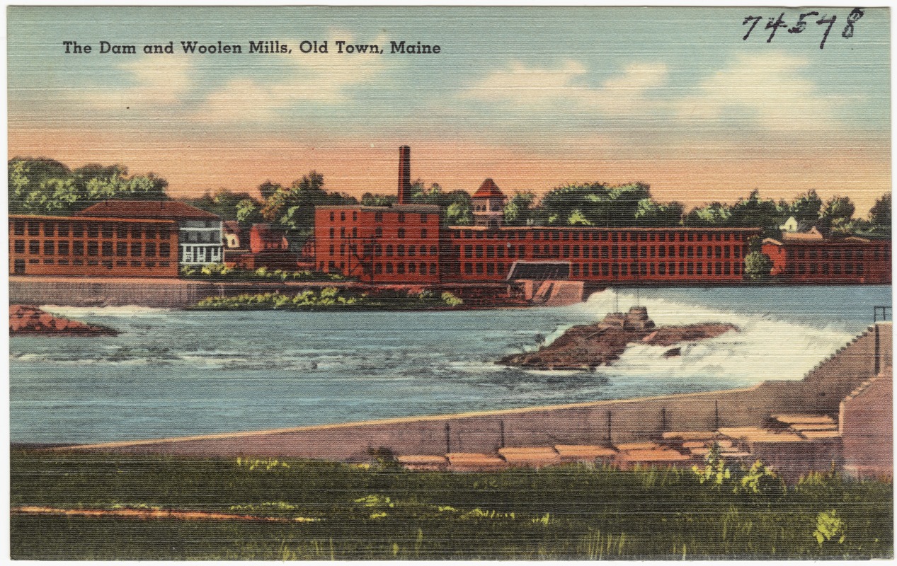 The dam and Woolen Mills, Old Town, Maine