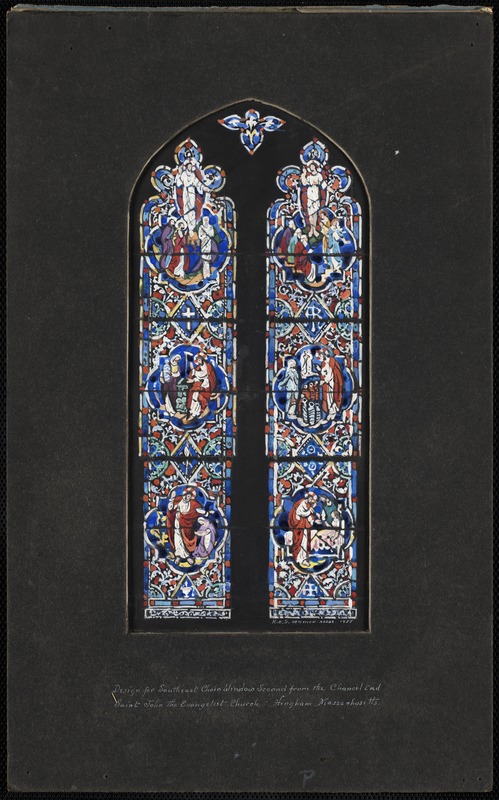 Design for southeast choir window second from the chancel end, Saint John the Evangelist, Hingham, Massachusetts