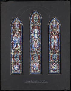 Design for north aisle window nearest the chancel, Second Congregational Church, Holyoke, Massachsuetts