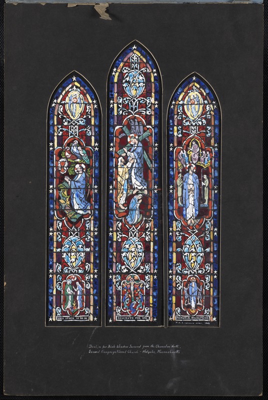 Design for aisle window second from the chancel on north, Second Congregational Church, Holyoke, Massachusetts