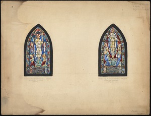 Design for resurrection window, design for ascension window, Church of the Good Shepherd, Waban