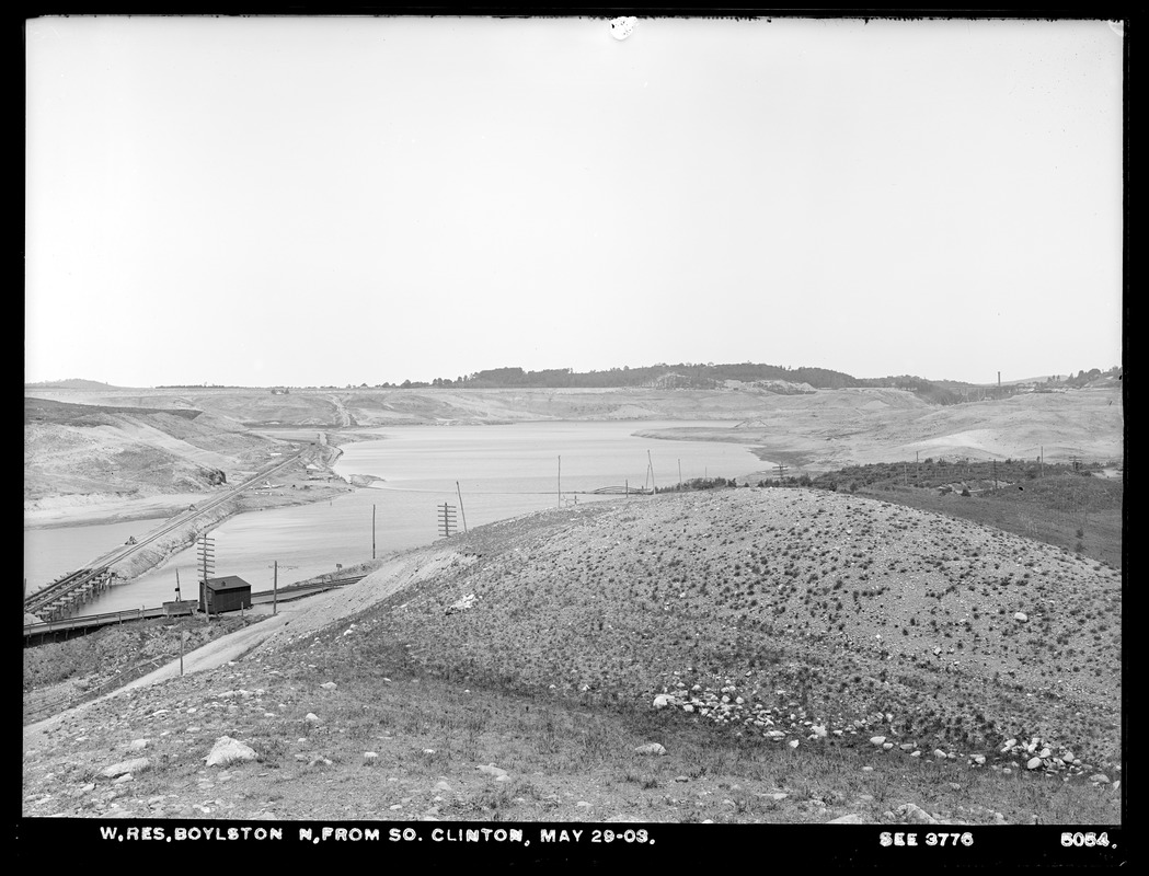 Wachusett Reservoir, looking northerly from South Clinton, (compare with No. 3776), Boylston, Mass., May 29, 1903