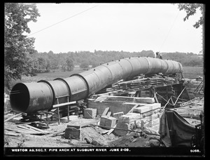 Weston Aqueduct, Section 7, Pipe Arch at Sudbury River, Framingham; Wayland, Mass., Jun. 2, 1903
