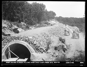 Weston Aqueduct, Section 15, rock filling over arch, east from station 682+52, Weston, Mass., Jun. 2, 1903