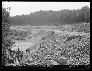 Weston Aqueduct, Section 15, rock filling on arch, westerly from station 695+, Weston, Mass., Jun. 2, 1903