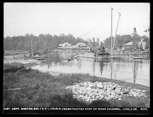 Distribution Department, supply pipe lines, Section 1, Charles River, unobstructed part of river channel, Weston, Mass., Jun. 2, 1903