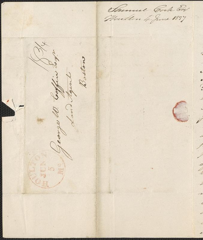 Samuel Cook to George Coffin, 4 June 1837 - Digital Commonwealth