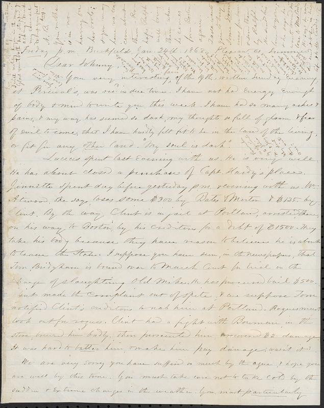 Letter from Zadoc Long to John D. Long, January 24, 1868