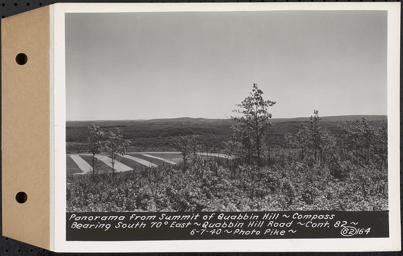 Contract No. 82, Constructing Quabbin Hill Road, Ware, panorama from summit of Quabbin Hill, compass bearing south 70 degrees east, Ware, Mass., Jun. 7, 1940