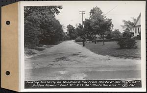 Contract No. 71, WPA Sewer Construction, Holden, looking easterly on Woodland Road from manhole 22B, Holden Sewer, Holden, Mass., Sep. 17, 1940