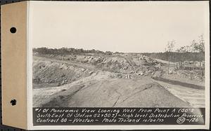 Contract No. 80, High Level Distribution Reservoir, Weston, photo no. 1 of panoramic view looking west from point "A", high level distribution reservoir, Weston, Mass., Oct. 24, 1939