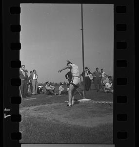 Bowdoin's Henry Bunting performing pole vault