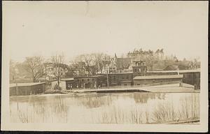 Pepperell Paper Mill under water and remains of Main St. bridge