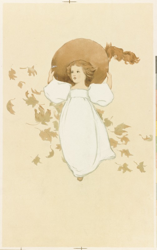 Little girl with leaves