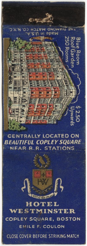 Hotel Westminster, Copley Square, Boston, Emile F. Coulon
