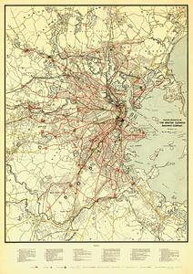 Tracks operated by the Boston Elevated Railway Company January 1916