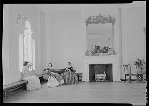 Hamilton Hall, Chestnut Street, Salem: interior, three pretty girls