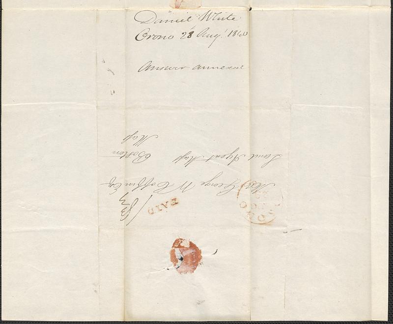 Daniel White to George Coffin, 28 August 1840 - Digital Commonwealth