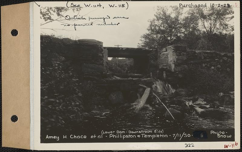 Amey H. Chace et al., lower dam, Phillipston and Templeton, Mass., Jul. 11, 1930