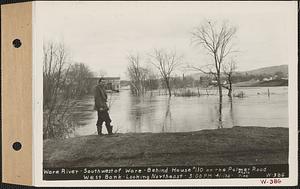 Ware River, southwest of Ware, behind house #110 on the Palmer Road, west bank, looking northeast, Ware, Mass., 3:00 PM, Apr. 1, 1932