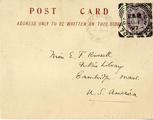 Handwritten postcard to Etta Russell, 1897 June 1