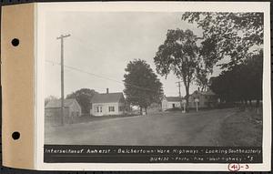 Contract No. 41, Extension of Belchertown-Pelham Highway, Belchertown, Pelham, intersection of Amherst-Belchertown-Ware highways, looking southeasterly, Belchertown, Mass., Sep. 24, 1932