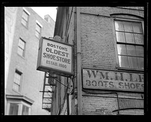 Sign, "Boston's oldest shoe store estab. 1800"