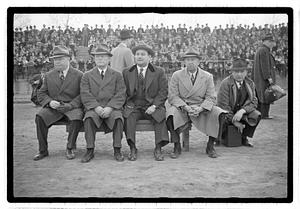Boston Park Department Commissioner William Long, left, seated next to three other men