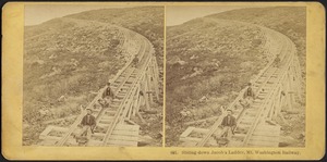 Sliding down Jacob's ladder, Mt. Washington Railway