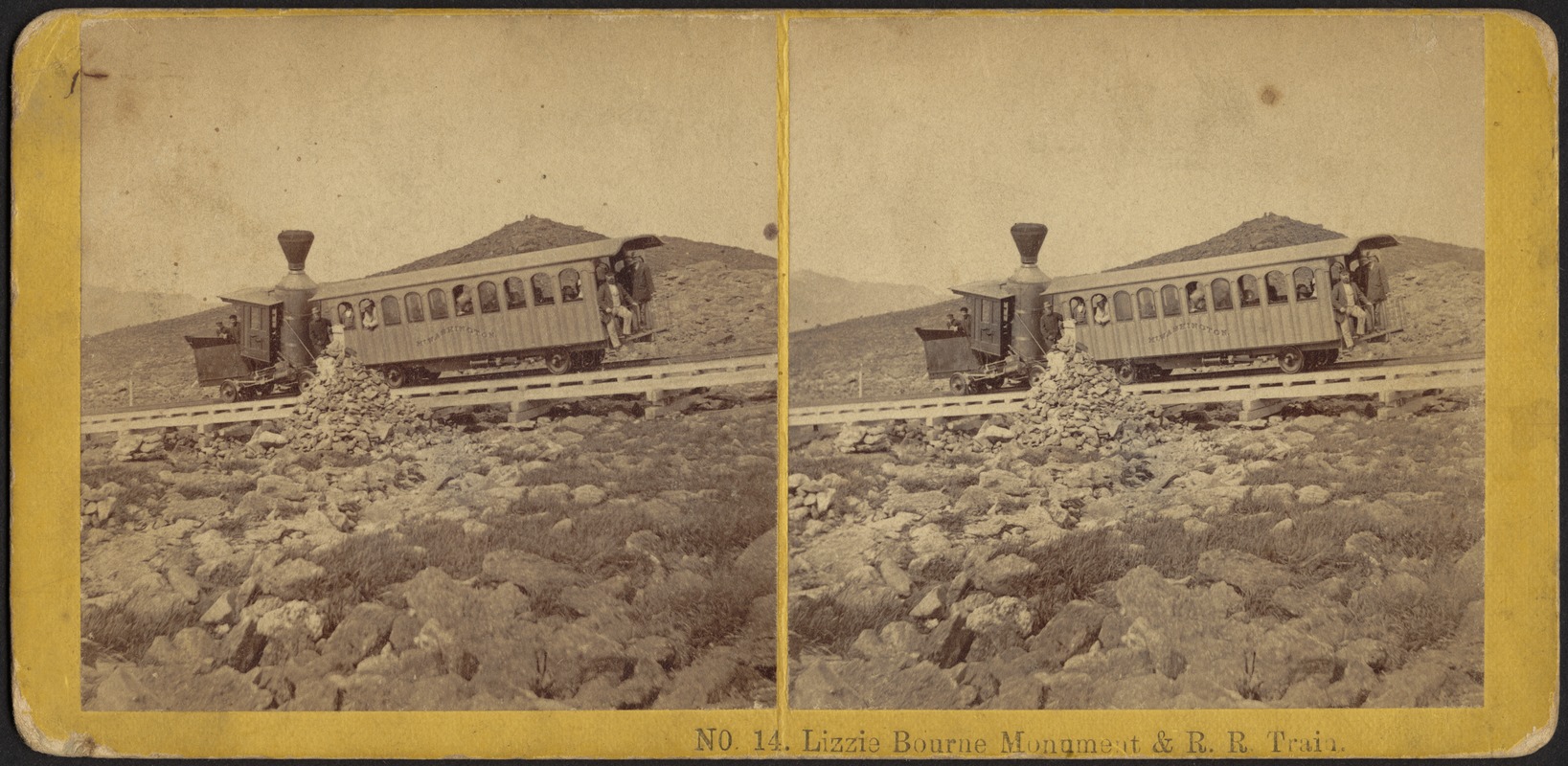 Lizzie Bourne monument & r.r. train