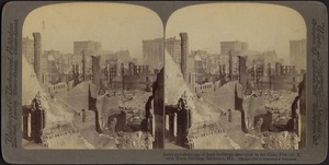 Ruins and skeletons of huge buildings destroyed in the great fire -- N.E. over Hurst Building, Baltimore, Md.