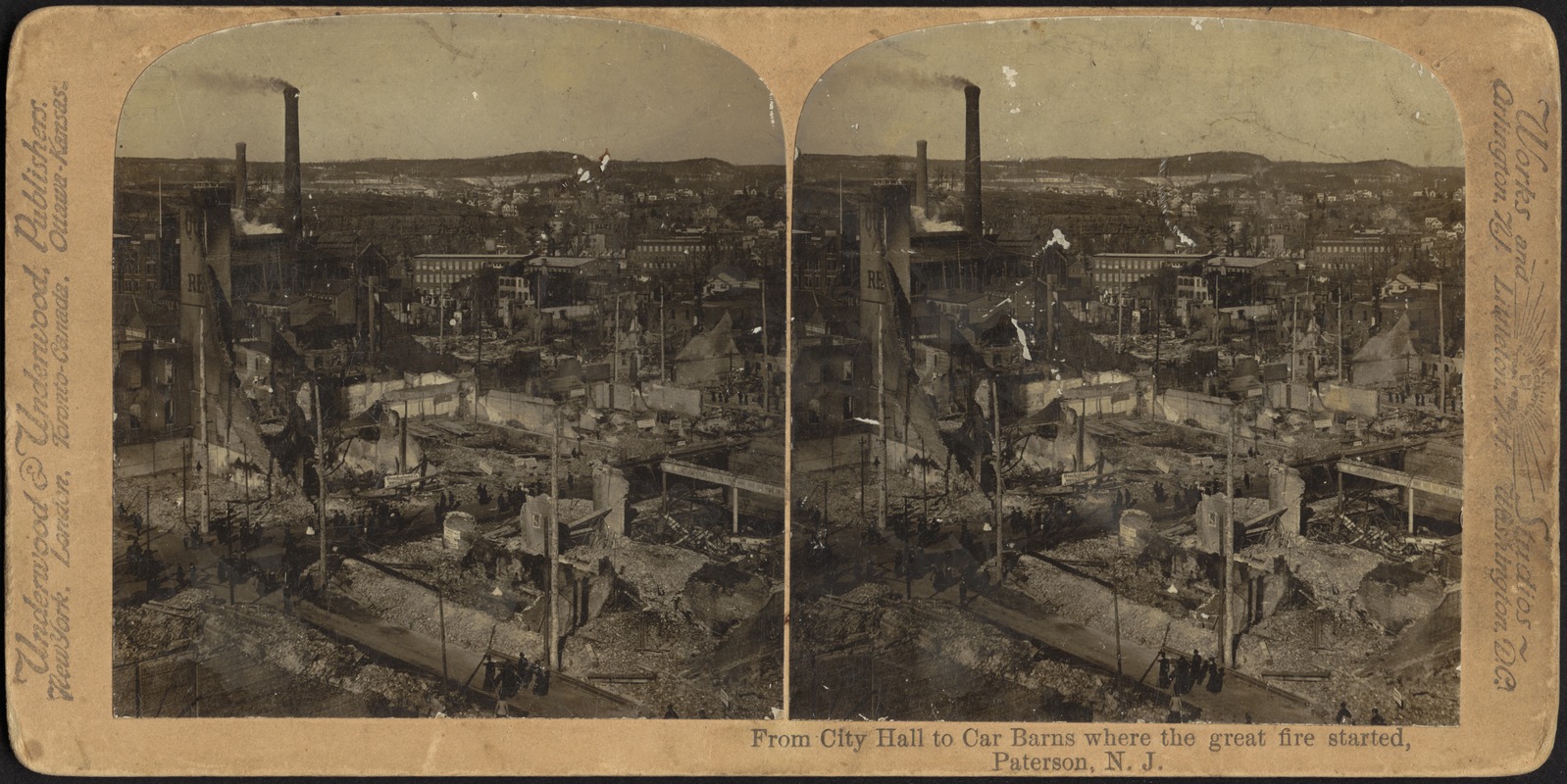 From City Hall to car barns where the great fire started, Paterson, N.J.