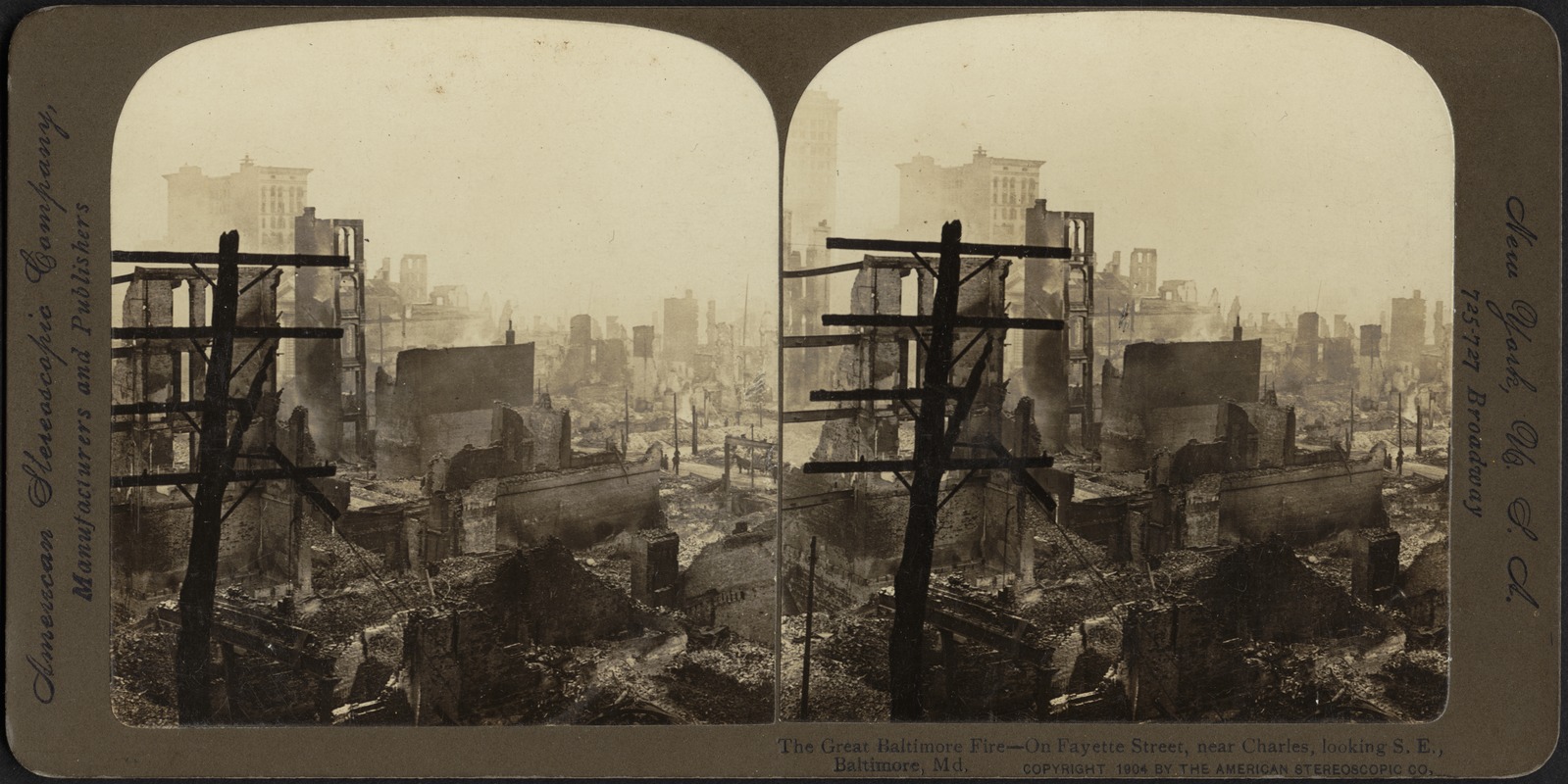 The Great Baltimore Fire -- on Fayette Street, near Charles, looking S. E., Baltimore St ...