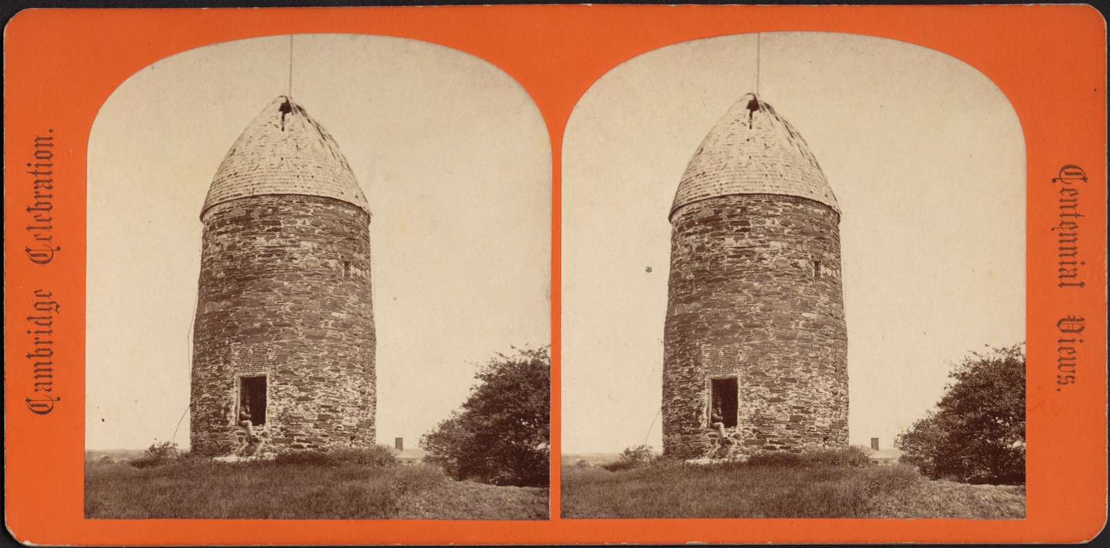 Old powder house, built for a wind-mill, by French Huguenots and used in 1775 for a powder house