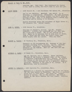 Sacco-Vanzetti Case Records, 1920-1928. Defense Papers. Venire (Grand Jury). Report of Ryan to Mr. Reid (re: prospective jurors), n.d. Box 4, Folder 3, Harvard Law School Library, Historical & Special Collections