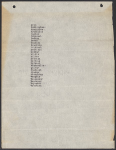 Sacco-Vanzetti Case Records, 1920-1928. Defense Papers. List of prospective jurors (by town), n.d. Box 4, Folder 5, Harvard Law School Library, Historical & Special Collections