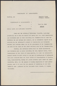 Sacco-Vanzetti Case Records, 1920-1928. Defense Papers. Motion and Order to allow Vanzetti and an automobile expert to examine evidence and to grant access to photographs of prisoners released from Mass. State Prison, 1922. Box 4, Folder 25, Harvard Law School Library, Historical & Special Collections