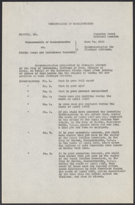 Sacco-Vanzetti Case Records, 1920-1928. Defense Papers. Interrogatories for Giuseppe Adrower, n.d. Box 4, Folder 28, Harvard Law School Library, Historical & Special Collections