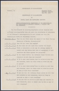 Sacco-Vanzetti Case Records, 1920-1928. Defense Papers. Cross-Interrogatories Propounded by the Commonwealth for Deposition of Guiseppe Adrower, n.d. Box 4, Folder 30, Harvard Law School Library, Historical & Special Collections