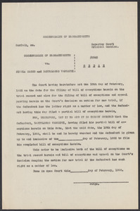 Sacco-Vanzetti Case Records, 1920-1928. Defense Papers. Motions and orders re: extensions for filing bills of exceptions, 1922. Box 4, Folder 40, Harvard Law School Library, Historical & Special Collections